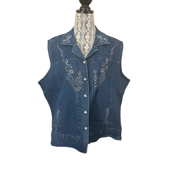 Women's Distinct Sequined Jean Vest / Size 3X - Picture 1 of 3